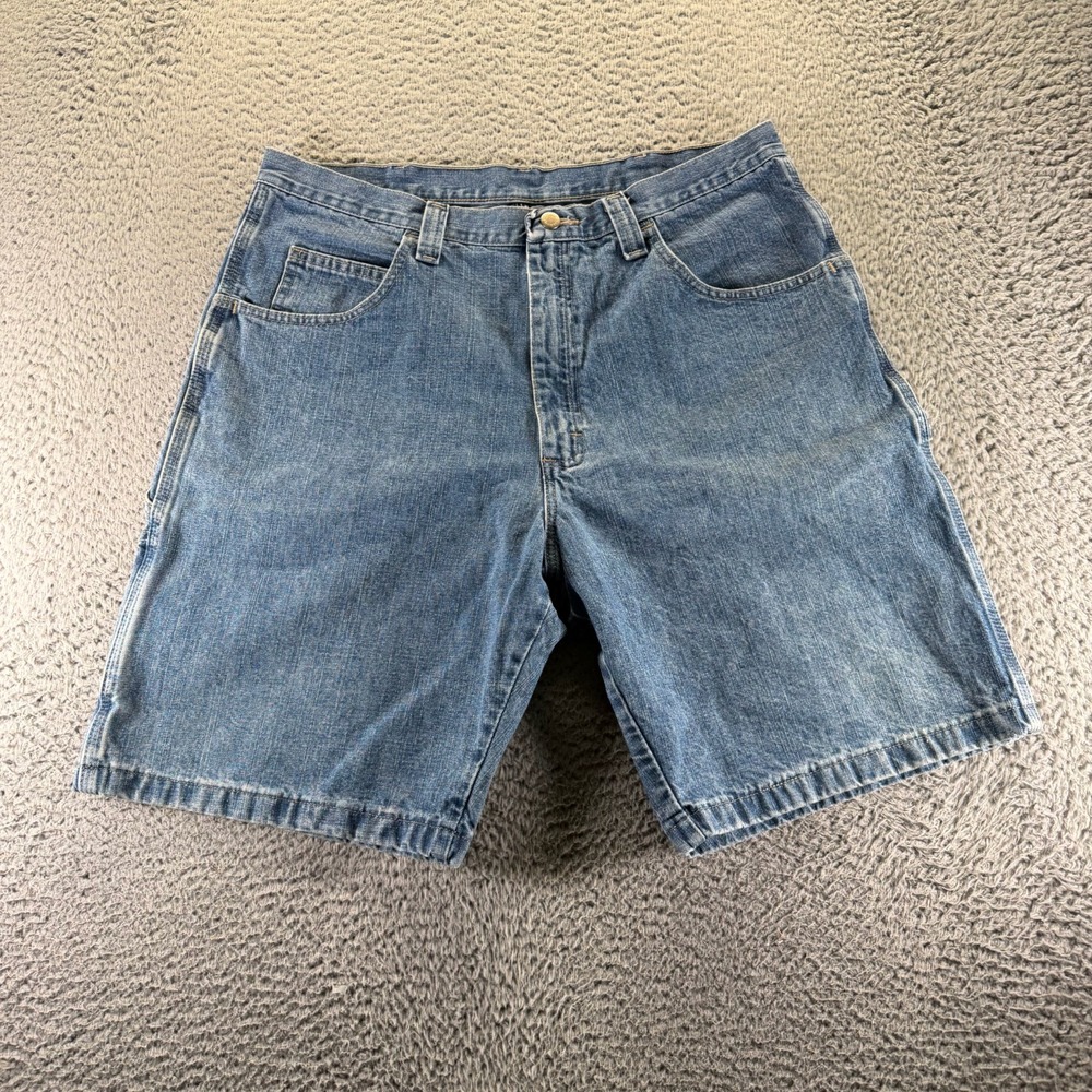 Wrangler Shorts Mens 36 Blue Cotton Denim Bermuda Carpenter Summer Workwear